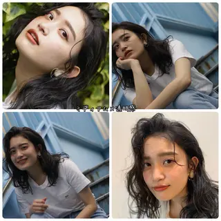 ミディアム カラー 長瀬遥姫❁⃘笹塚 インナーカラーのヘアスタイル