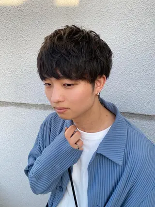 ミディアム パーマ メンズ 柳澤 和也のヘアスタイル