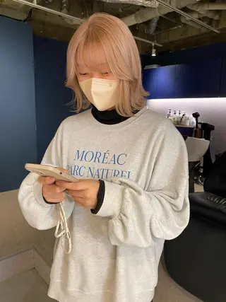 ミディアム カラー ハイトーン/メンズ/ ボブ RINのヘアスタイル