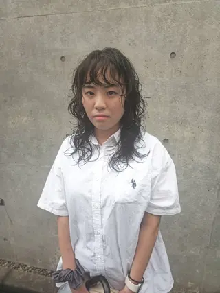 セミロング パーマ 片岸 信征のヘアスタイル