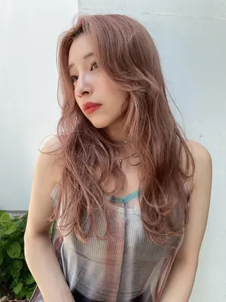 ロング カラー ヘアアレンジ 小顔レイヤー×コンパ クトボブ/林隆平のヘアスタイル