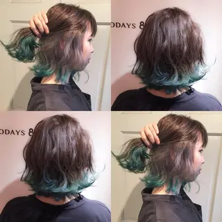 ミディアム カラー ホワイト&レイヤーカ ットエクステ長畠俊輔のヘアスタイル