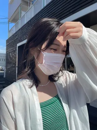 ミディアム 🩵盛れる韓国ヘア 🩵うるつやカラーのヘアスタイル