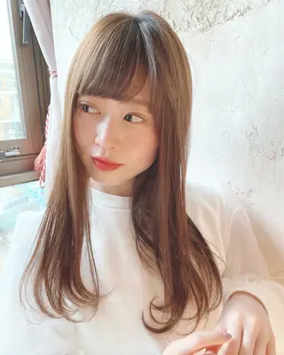 セミロング カラー パーマ Puamelia 名古屋所属・韓国風ヘア✻透明感 カラー✻yukaのヘアスタイル
