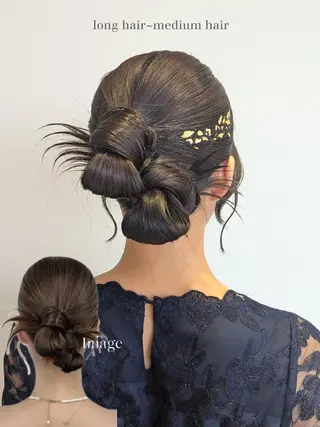 ヘアアレンジ ミディアム 髪質改善/お呼ば れヘア/透明感カラーのヘアスタイル