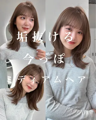ミディアム カラー ren ボブロブ/ミディアムのヘアスタイル