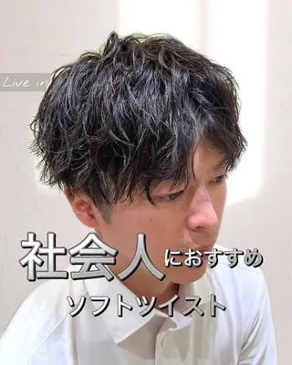 ミディアム パーマ メンズ メンズパーマ特化型 /京橋/栗野京弥のヘアスタイル