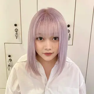 ミディアム カラー 梅田ハイトーン チダ ヒナノのヘアスタイル