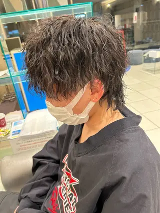 ミディアム パーマ メンズパーマ マキノユウタのヘアスタイル