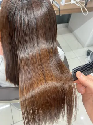 ミディアム パーマ 長妻莉央/縮毛矯正 髪質改善カラーのヘアスタイル