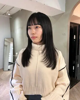 ロング カラー レイヤーカット/栄/ 顔周り/キトウモエノのヘアスタイル