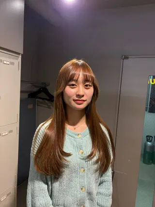 セミロング カラー パーマ ヘアアレンジ メンズ キッズ 🦋透明感グレージュ /韓国レイヤー🦋のヘアスタイル