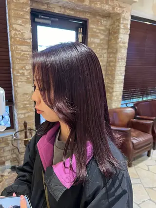セミロング カラー 💜にしむら みく💜のヘアスタイル