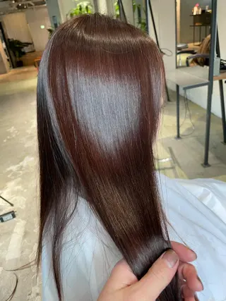 ミディアム 美髪矯正/艶カラー ボブ/栄/鐘ヶ江純也のヘアスタイル