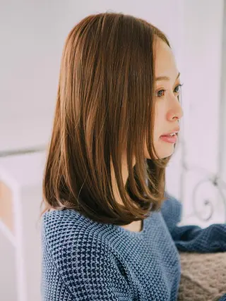 セミロング カラー 福島 浩司のヘアスタイル