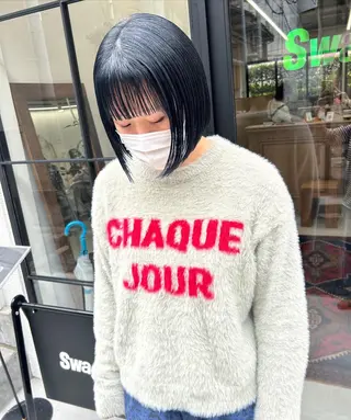 ショート カラー パーマ ヘアアレンジ 髪と音処　マトぺ所属・デザインカラー/ボブ ブリーチカラー/ユリのヘアスタイル