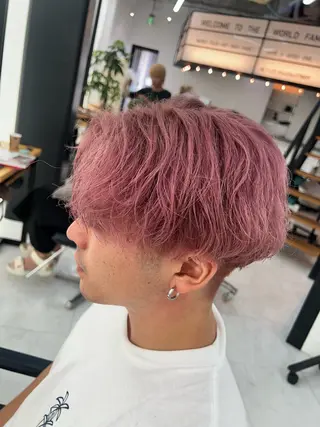 カラー パーマ メンズ ダブルカラー寒色系 ボリューム改善ハヤトのヘアスタイル