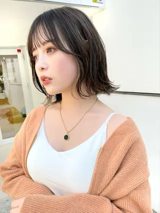 ミディアム カラー 結べるレイヤーボブ くびれLady表参道のヘアスタイル