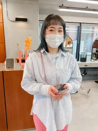 ミディアム カラー ボブ ブリーチ/miinaのヘアスタイル