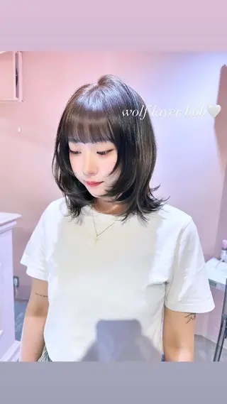 ミディアム 🩰無料カットモ デル／レイヤー／ボブのヘアスタイル