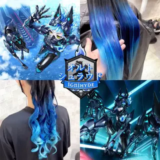 ロング カラー 推しカラー💫 ブリーチ💫若菜覚のヘアスタイル