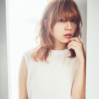 セミロング カラー フジイ カズキのヘアスタイル