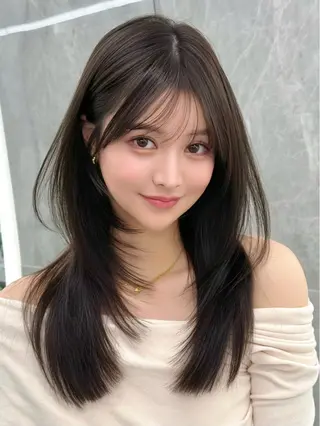 セミロング カラー MAEUL luna所属・前髪顔周り/レイヤー 韓国/桔川恒のヘアスタイル