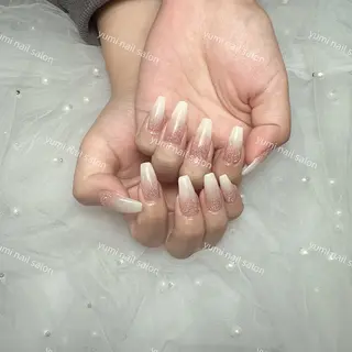 ネイル Shineジェル& チップ長さだしのネイルデザイン