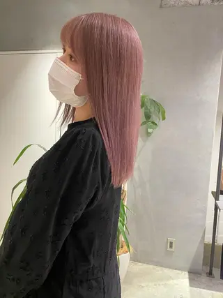 セミロング 美髪矯正/艶カラー ボブ/栄/鐘ヶ江純也のヘアスタイル