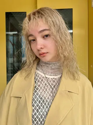 ミディアム パーマ ボブ/レイヤー/透明 感カラー/dai🌿のヘアスタイル