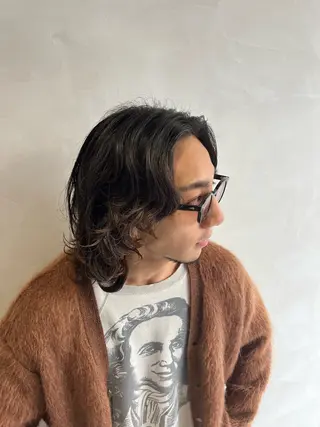 ミディアム パーマ メンズ 波巻きスパイラル🌀 新潟/万代/山下優のヘアスタイル