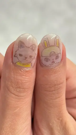 ネイル 春୨୧ 韓国/落書き୨୧のネイルデザイン