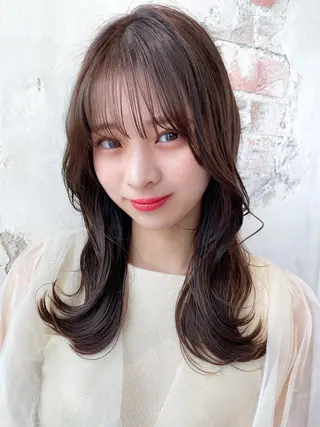 セミロング カラー 顔周り/くびれヘア 韓国ヘア💕風間るなのヘアスタイル