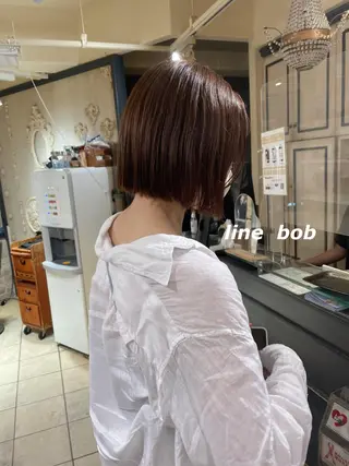 ミディアム カラー 切りっぱなしボブ ソノキユウカのヘアスタイル