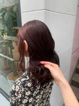 ミディアム カラー soëll所属・☺︎そぶえ　ゆうな/ 暖色カラー/縮毛矯正のヘアスタイル