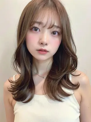 セミロング カラー 新宿🫧髪質改善 🫧耳ツボ🫧まなのヘアスタイル