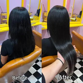 ロング シール＋ちび編み込み エクステ梅田🐨のヘアスタイル