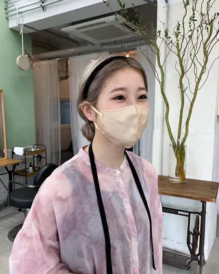 ミディアム カラー 似合わせカット ケアパーマ喜来雅由のヘアスタイル