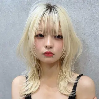 ミディアム カラー ケアブリーチ 韓国レイヤーKYONのヘアスタイル
