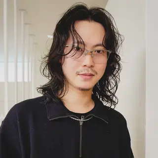 ミディアム パーマ メンズ メンズハイトーン/栄 /イトウタケルのヘアスタイル