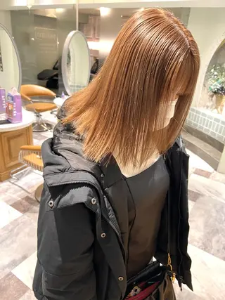 ミディアム 透明感カラー/カット 髪質改善/森栄範のヘアスタイル