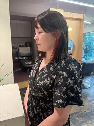 ミディアム カラー karin🌛ボブ/ ブリーチなし艶カラーのヘアスタイル