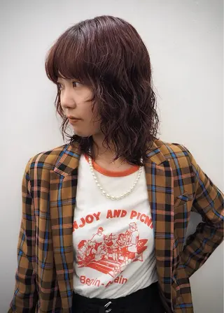 ミディアム カラー パーマ Paddle所属・似合わせレイヤー/ レイヤーパーマ/高倉のヘアスタイル