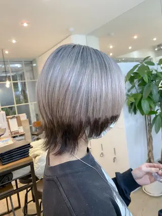 ミディアム カラー ブリーチ/ボブ ショート/はらのヘアスタイル