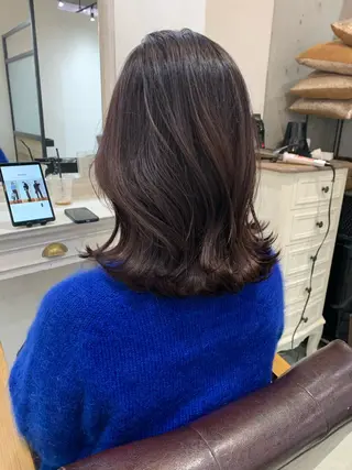 ミディアム カラー ヘアアレンジ kei/透明感カラー /ベージュ/髪質改善のヘアスタイル