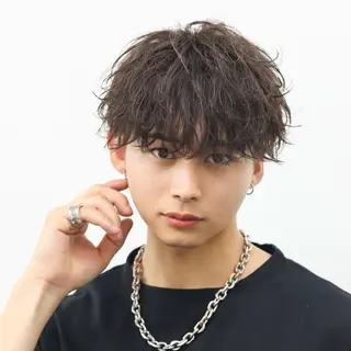 ミディアム カラー パーマ メンズ シースルーマッシュ/ メンズ/KYOHEIのヘアスタイル