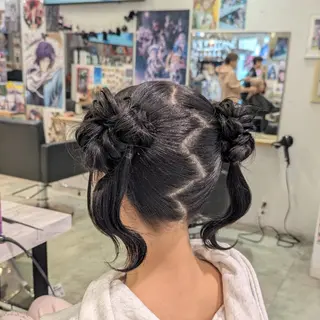 ロング ヘアアレンジ 推しカラー🦉にじさ んじカラー🌈🕒✨のヘアスタイル