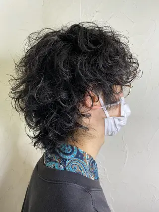 ミディアム パーマ メンズ 久力琴音''透明感 カラー''アレンジのヘアスタイル