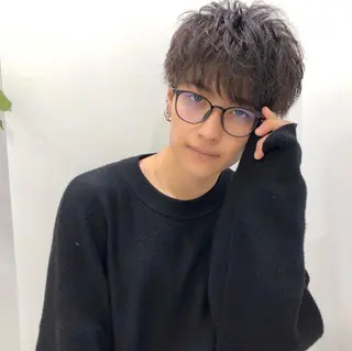 ショート カラー パーマ メンズ ベージュグレージュ 💕しゅーじ💕のヘアスタイル