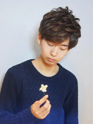 ショート カラー パーマ メンズ SALOWIN Frente店所属・個室で似合わせ好印象 🧡外山弥千代のヘアスタイル